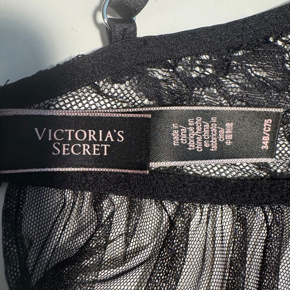 Victoria's Secret Black 34B Romantic Nightie Sheer Chemise Babydoll Lingerie - Picture 10 of 11
